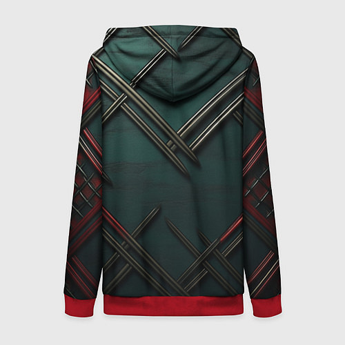 Женская толстовка на молнии Диагональный узор в шотландском стиле / 3D-Красный – фото 2