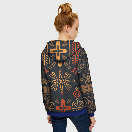 Женская толстовка на молнии Орнамент в славянском стиле / 3D-Синий – фото 4