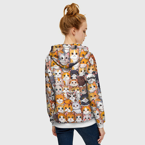 Женская толстовка на молнии Очень много котиков / 3D-Белый – фото 4