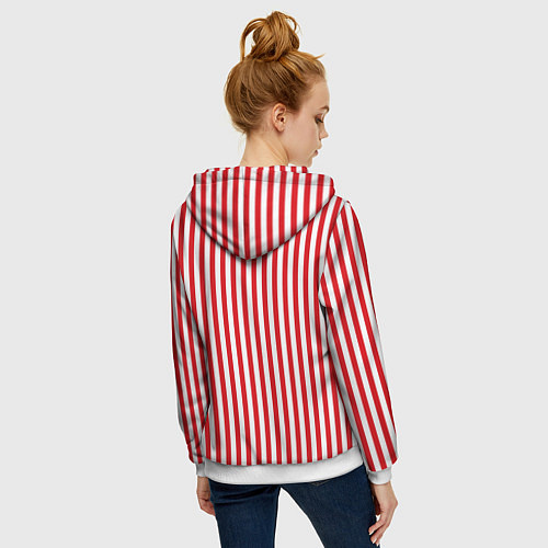 Женская толстовка на молнии Красная полоса / 3D-Белый – фото 4