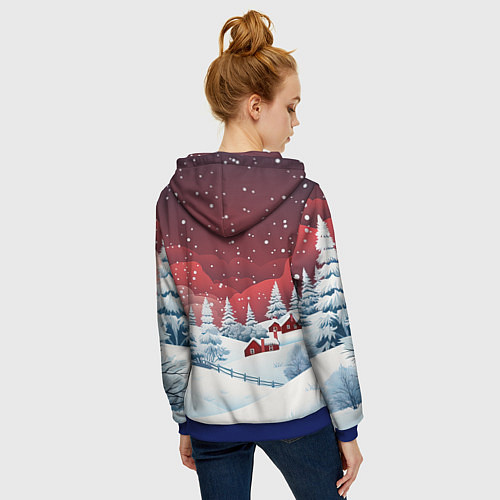 Женская толстовка на молнии Искрящийся новогодний воздух / 3D-Синий – фото 4
