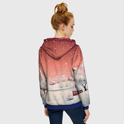 Женская толстовка на молнии Волшебство новогодней ночи / 3D-Синий – фото 4