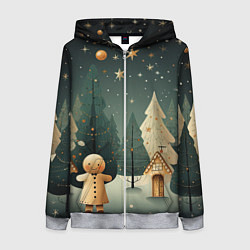 Толстовка на молнии женская Снежный городок с горками, цвет: 3D-меланж