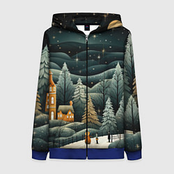 Женская толстовка на молнии Зима в городе ожидание праздника