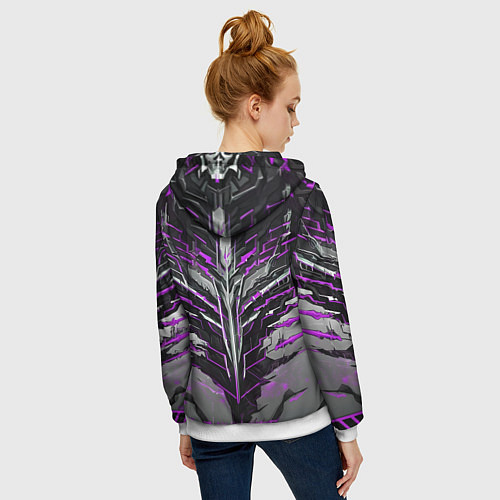 Женская толстовка на молнии Киберпанк доспех фиолетовый / 3D-Белый – фото 4
