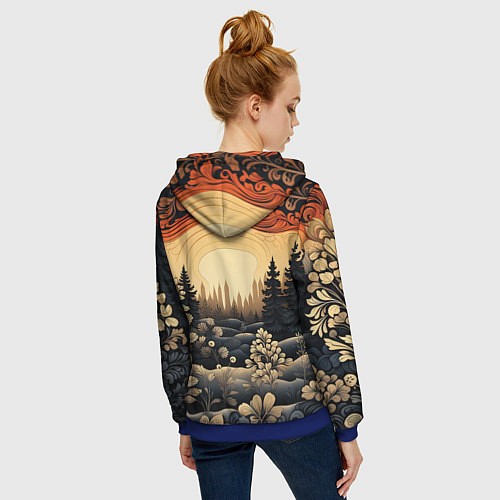 Женская толстовка на молнии Волшебные орнаменты / 3D-Синий – фото 4