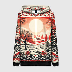 Женская толстовка на молнии Новогодние орнаменты