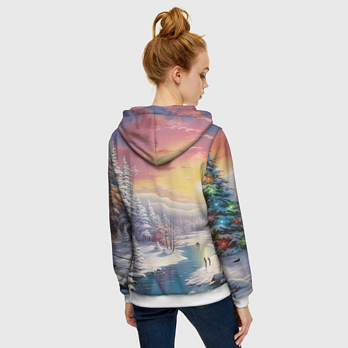 Женская толстовка на молнии Сказочное сияние нового года / 3D-Белый – фото 4