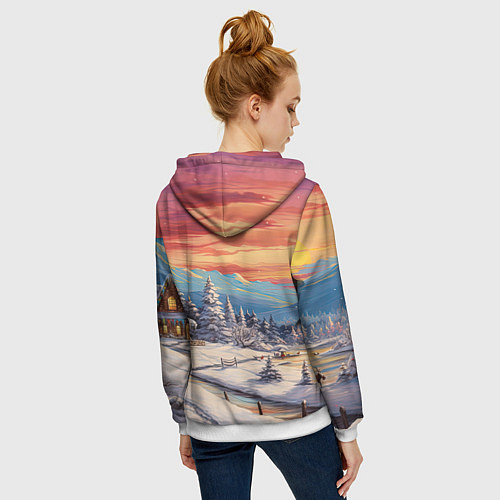 Женская толстовка на молнии Северное сияние веселья / 3D-Белый – фото 4