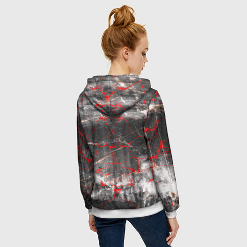 Женская толстовка на молнии Красные узоры / 3D-Белый – фото 4