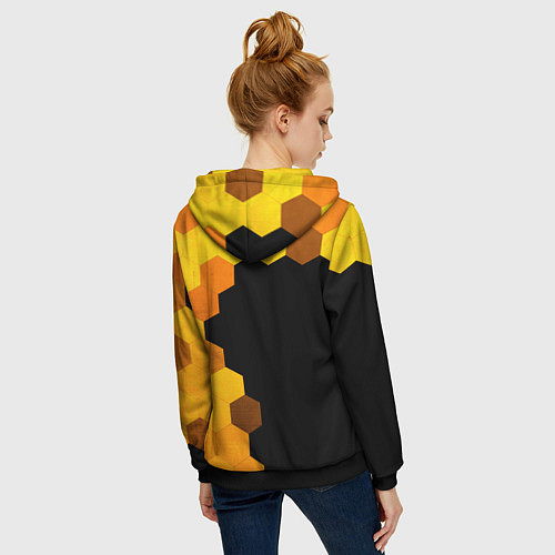 Женская толстовка на молнии FNAF - gold gradient по-вертикали / 3D-Черный – фото 4