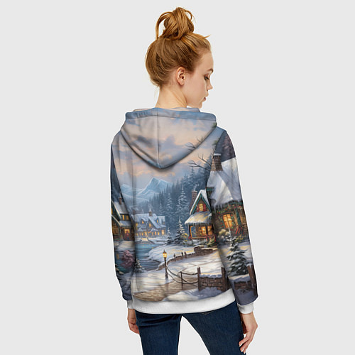 Женская толстовка на молнии Оазис тепла и уюта в холодном зимнем мире / 3D-Белый – фото 4