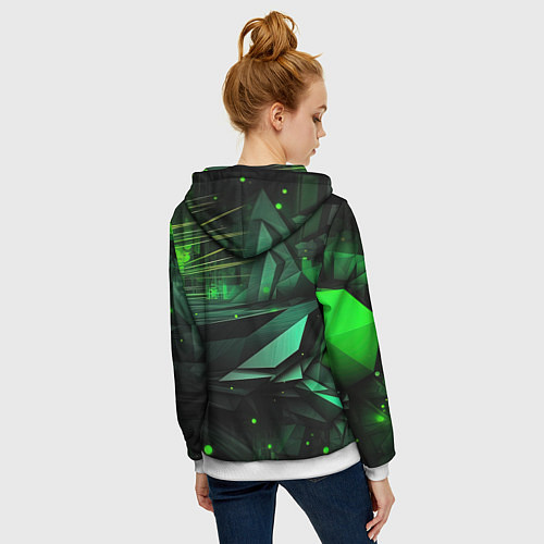 Женская толстовка на молнии Мир абстрактной зелени / 3D-Белый – фото 4