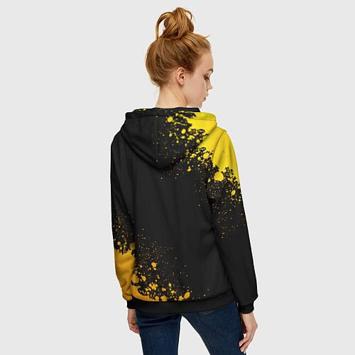 Женская толстовка на молнии Nine Inch Nails - gold gradient вертикально / 3D-Черный – фото 4