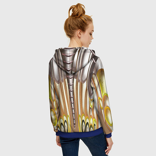 Женская толстовка на молнии Абстрактный рисунок по мотивам крыла бабочки / 3D-Синий – фото 4