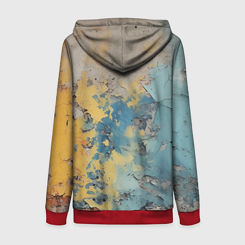 Женская толстовка на молнии Гранжевая стена с краской / 3D-Красный – фото 2