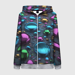 Толстовка на молнии женская Абстрактция с разноцветными металлическими овалами, цвет: 3D-меланж