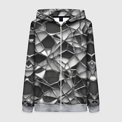 Толстовка на молнии женская Чёрно-белая сетка, цвет: 3D-меланж