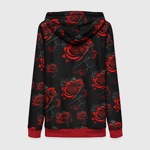 Женская толстовка на молнии Красные розы цветы / 3D-Красный – фото 2