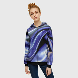 Толстовка на молнии женская Синяя вязкая абстракция, цвет: 3D-черный — фото 2