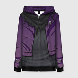 Женская толстовка на молнии Фиолетовая косуха лича с черепами