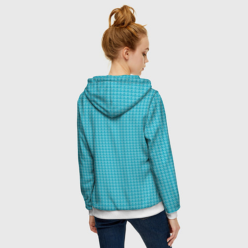 Женская толстовка на молнии Мелкие снежинки паттерн голубой / 3D-Белый – фото 4