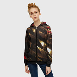 Толстовка на молнии женская Золотые камни абстракт, цвет: 3D-черный — фото 2