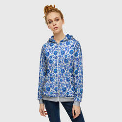 Толстовка на молнии женская Гжель классика, цвет: 3D-меланж — фото 2