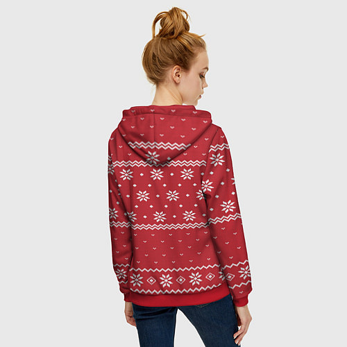 Женская толстовка на молнии Новогодний свитер с драконами / 3D-Красный – фото 4