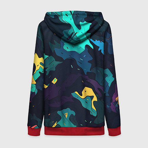 Женская толстовка на молнии Акватический камуфляж / 3D-Красный – фото 2