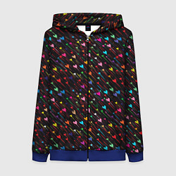 Толстовка на молнии женская Дождевые сердечки, цвет: 3D-синий