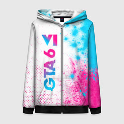 Женская толстовка на молнии GTA 6 neon gradient style по-вертикали