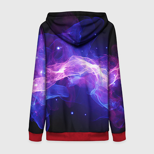 Женская толстовка на молнии Фиолетовый туман в движении / 3D-Красный – фото 2