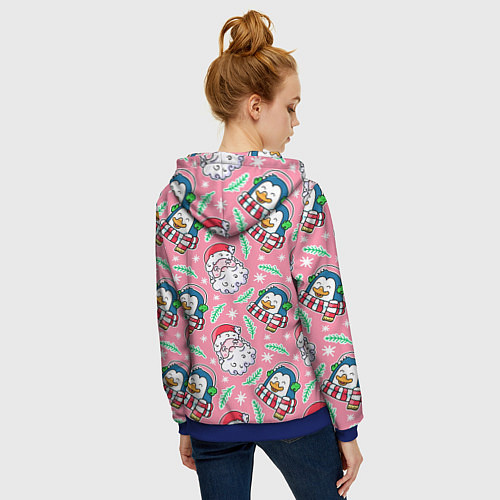 Женская толстовка на молнии Персонажи новогодние / 3D-Синий – фото 4