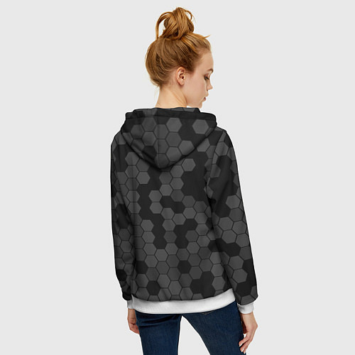 Женская толстовка на молнии Камуфляж гексагон черный / 3D-Белый – фото 4
