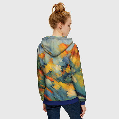 Женская толстовка на молнии Жёлтые и синие мазки / 3D-Синий – фото 4