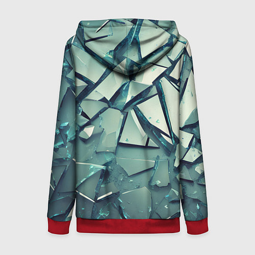 Женская толстовка на молнии Битое стекло текстура / 3D-Красный – фото 2