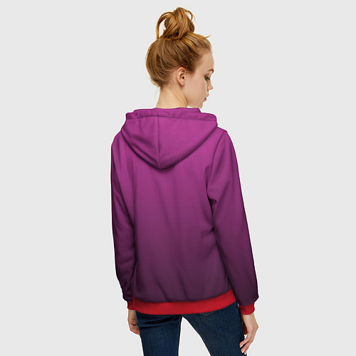 Женская толстовка на молнии Вишневый и черный градиент / 3D-Красный – фото 4