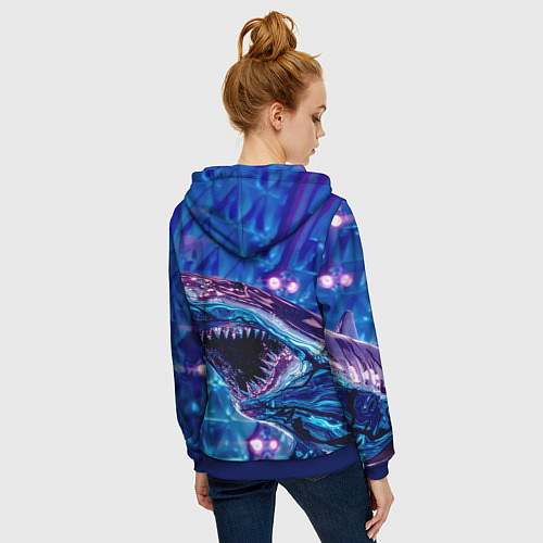 Женская толстовка на молнии Фиолетовая акула / 3D-Синий – фото 4