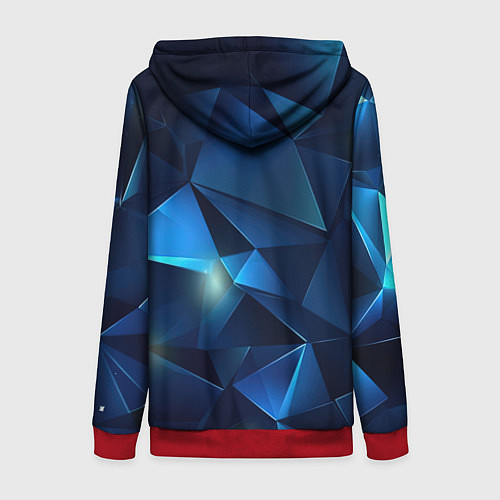 Женская толстовка на молнии Синяя геометрическая абстракция / 3D-Красный – фото 2