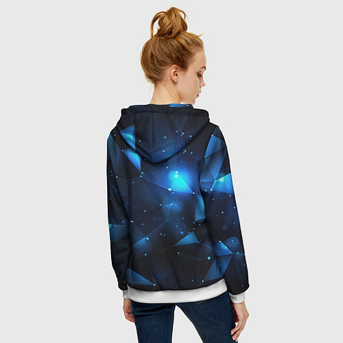 Женская толстовка на молнии Синяя геометрическая абстракция / 3D-Белый – фото 4