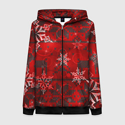 Женская толстовка на молнии Рождественские узоры снежинки