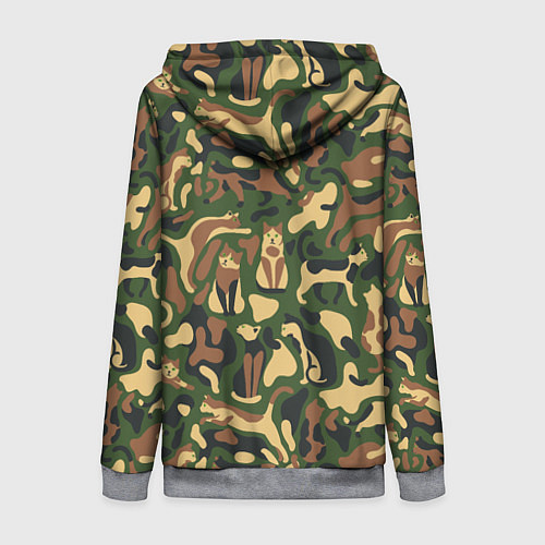 Женская толстовка на молнии Коты и кошки - камуфляж / 3D-Меланж – фото 2