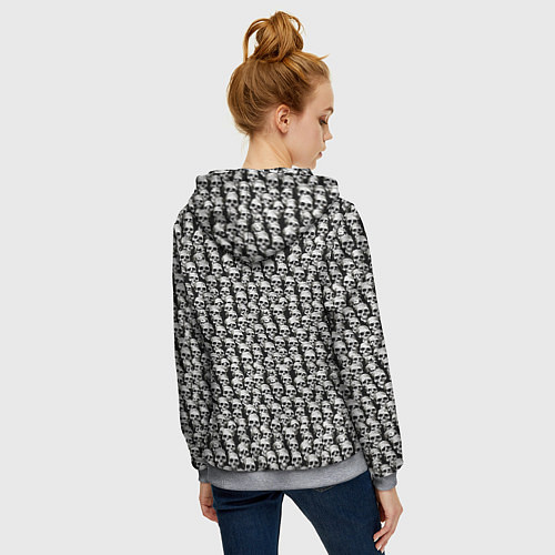 Женская толстовка на молнии Белые черепа / 3D-Меланж – фото 4