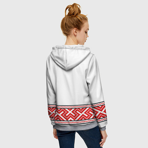 Женская толстовка на молнии Обережная вышиванка - узор алатырь / 3D-Меланж – фото 4