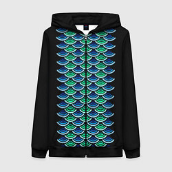 Толстовка на молнии женская Чешуя морского чудовища, цвет: 3D-черный
