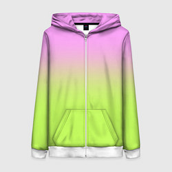 Толстовка на молнии женская Розовый и ярко-зеленый градиент, цвет: 3D-белый