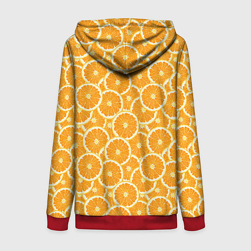 Женская толстовка на молнии Ломтики апельсина / 3D-Красный – фото 2