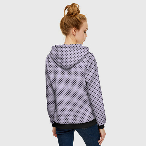 Женская толстовка на молнии Светло-сиреневый паттерн маленькие звёздочки / 3D-Черный – фото 4