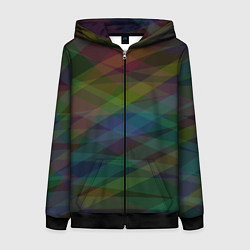 Толстовка на молнии женская Разноцветные полосы на тёмном, цвет: 3D-черный
